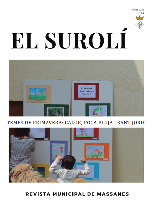 Portada de la revista municipal amb els dibuixos participants al primer concurs de dibuix de Sant Jordi.
